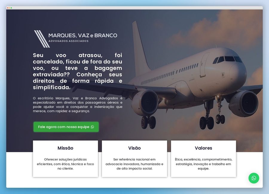 Site institucional de Marques, Vaz e Branco